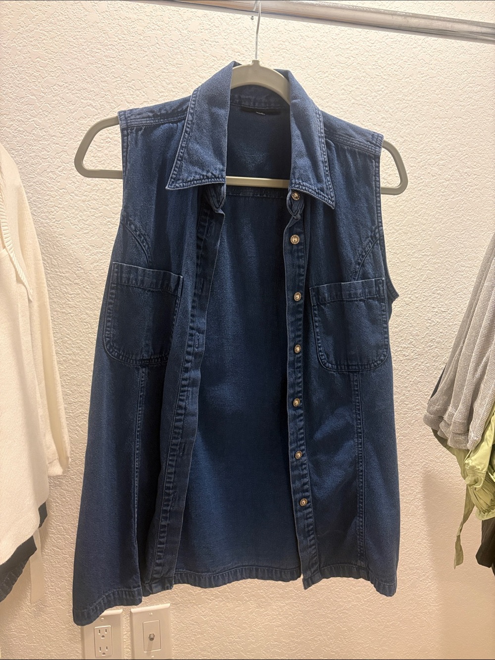Faded Glory Dark Blue Denim Sleeveless Vest